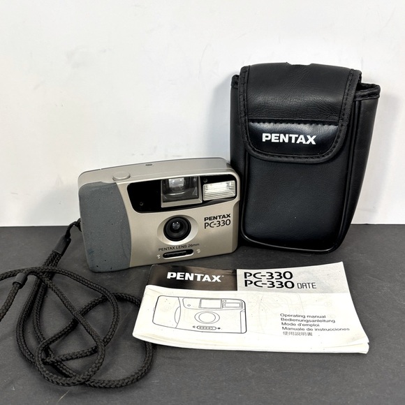 Pentax PC-330 Vintage 35mm Film Camera Point & Shoot w/ Case & Manual Retro Y2K - Picture 1 of 9